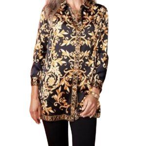 CHICO'S ORNATE SCROLL PRINT TUNIC SZ 1